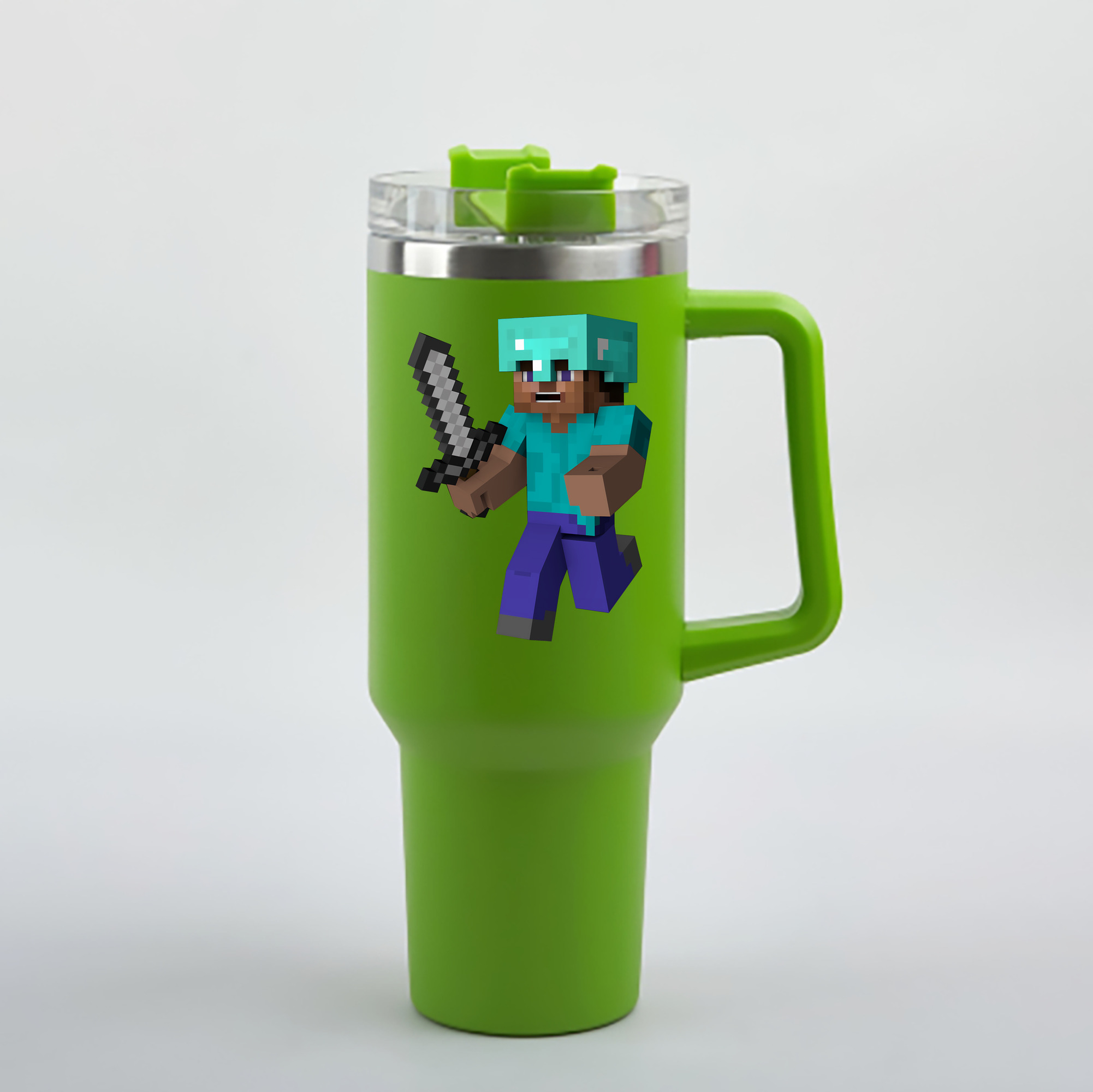（画像用） マインクラフト ブロックの世界 Minecraft MC Block world 1200mL車用タンブラー - クリスタルステッカー（プラスチックストロー付き）